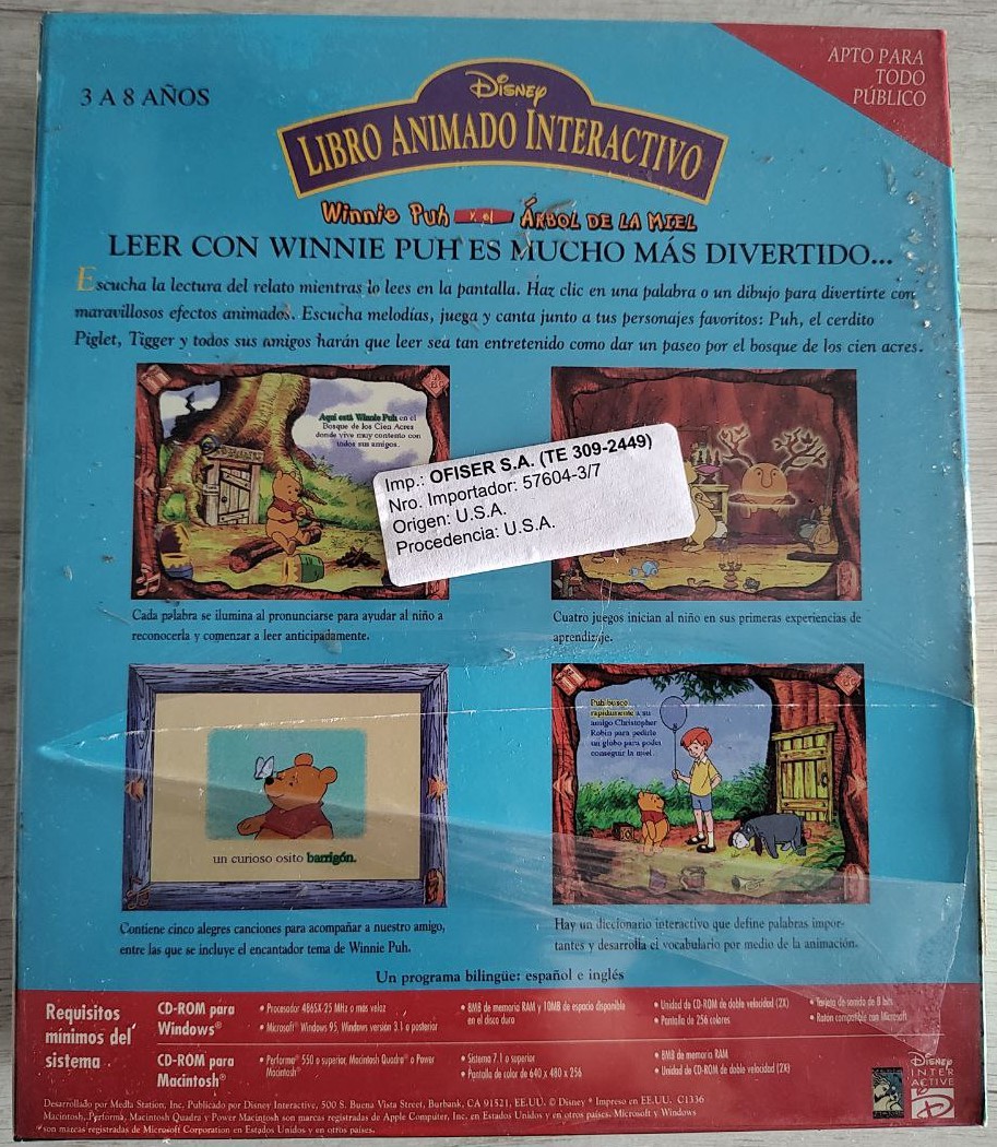 Libro Animado Interactivo Winnie Puh - Dorso