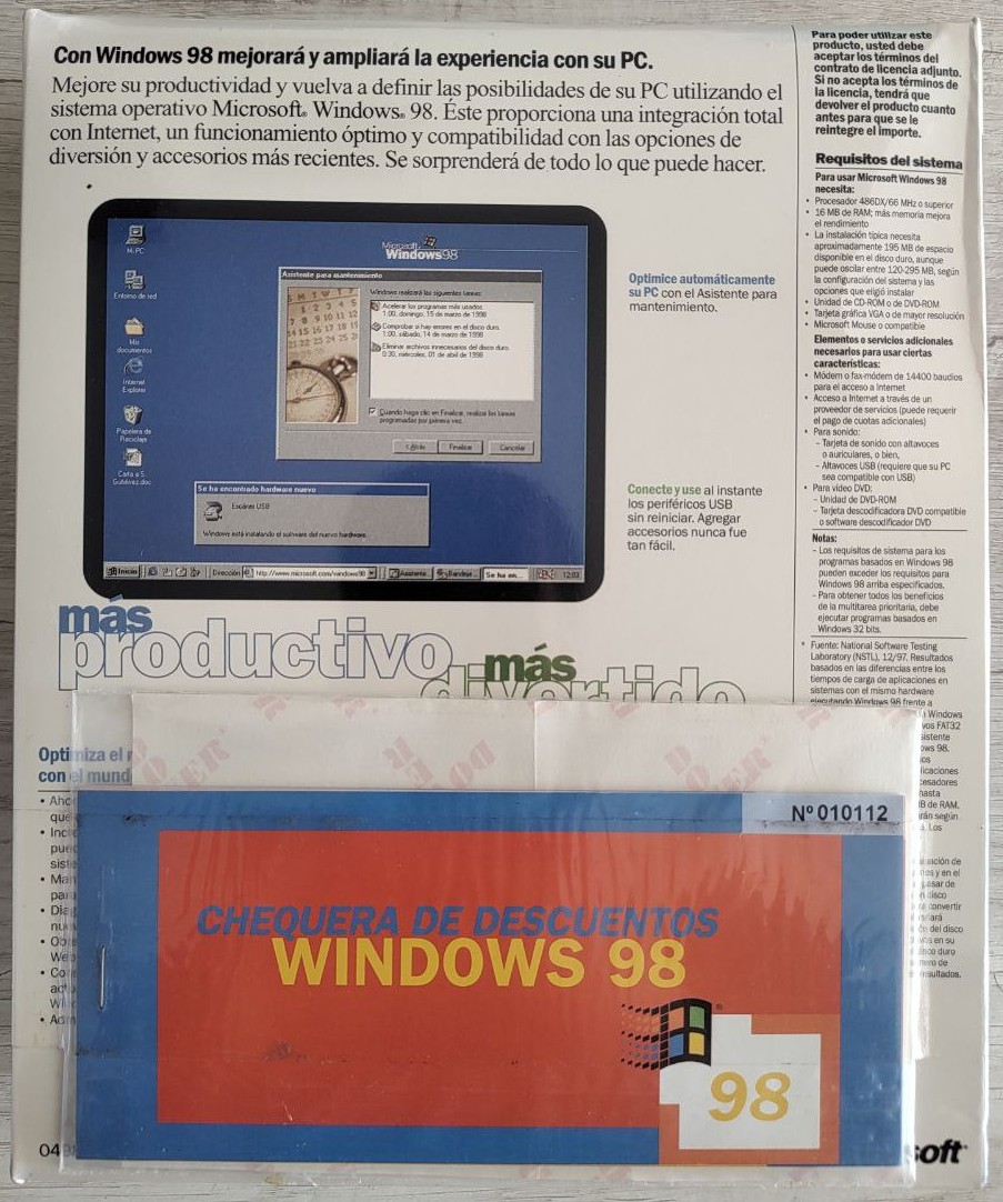 Windows 98 Actualización - Dorso